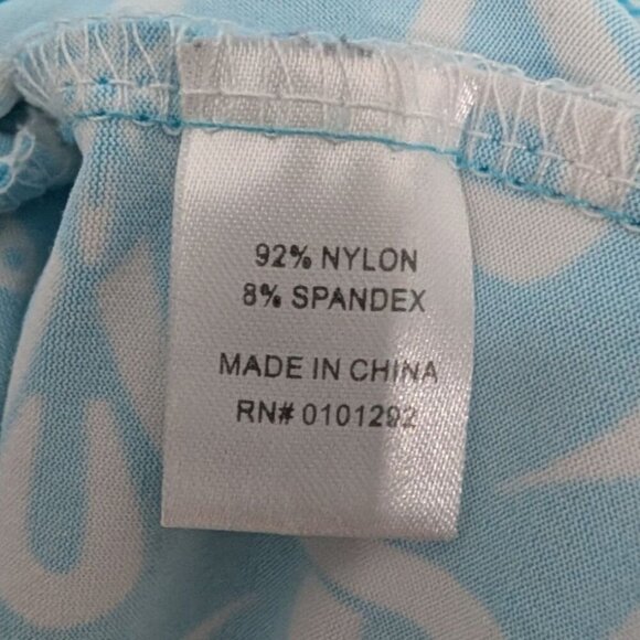 Lulu B Floral Maxi Dress Womens Size XL Tahitian Turquoise Nylon Scallop V Neck - Picture 5 of 8